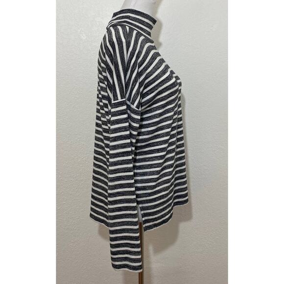Banana Republic The Signature Tee Small Stripped Knit Top Mock Neck Stretch - Picture 5 of 9